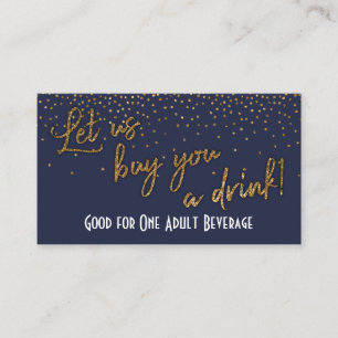 Carte De Réduction Billets de boisson, Confetti d'or sur Midnight Blu