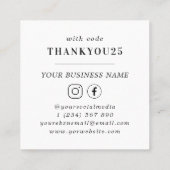 Carte De Réduction Blanc clair moderne typographie audacieuse Petite (Dos)