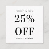 Carte De Réduction Blanc clair moderne typographie audacieuse Petite (Devant)