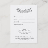 Carte De Réduction Blanc de noir de certificat-prime de salon de (Dos)