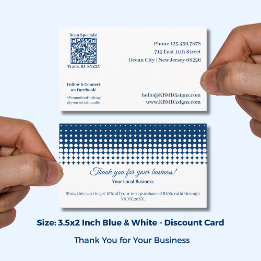 Carte De Réduction Blanc et Bleu Merci pour Votre Affaire et
