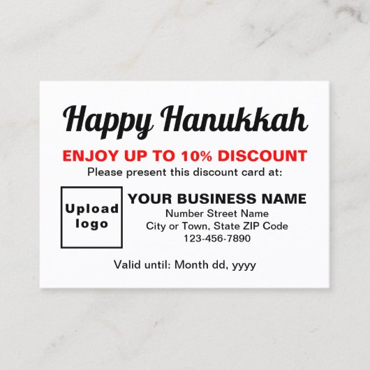 Carte de réduction blanche de Hanukkah d'affaires (Devant)