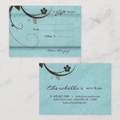 Carte De Réduction Bleu aqueux de fleur de spa de chèque-cadeau de (Devant / Derrière)