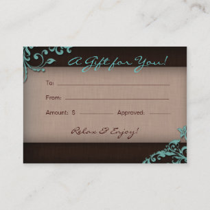 Carte De Réduction Bleu Brown floral de toile de spa de chèque-cadea