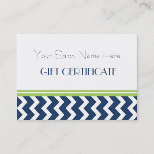 Carte De Réduction Bleu Chevron de chaux de certificat-prime de salon