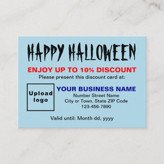 Carte de réduction bleu clair Halloween d'affaires (Devant)