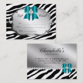 Carte De Réduction Bleu d'argent du zèbre de Valentine de (Devant / Derrière)