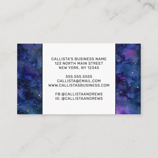 Carte De Réduction Bleu violet majestueux étoile Nebula Aquarelle (Dos)