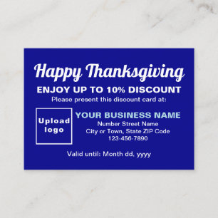 Carte de réduction bleue de Thanksgiving Business