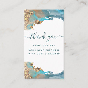 Carte De Réduction Blue And Gold Modern Art Liquide Encre Business