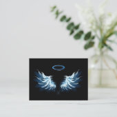 Carte De Réduction Blue Glowing Angel Wings on black background (Debout devant)