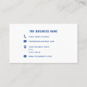 Carte De Réduction Blue White Elegant Monogramme Professionnel (Dos)