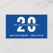 Carte De Réduction Blue White Elegant Monogramme Professionnel (Devant)