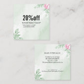 Carte De Réduction Boho Aquarelle Eucalyptus Vert (Devant / Derrière)