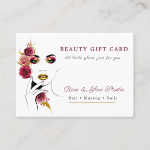 Carte De Réduction Bon de Cadeau du Salon de Beauté Rose Blanche Élég