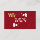 Carte De Réduction Bon de restaurant de pizza (Dos)