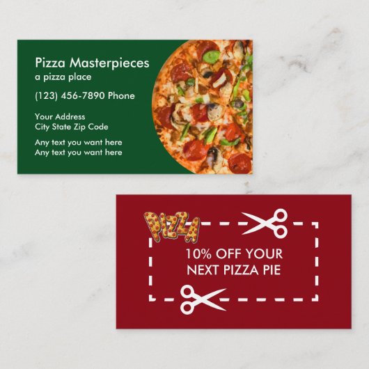 Carte De Réduction Bon de restaurant de pizza (Devant / Derrière)