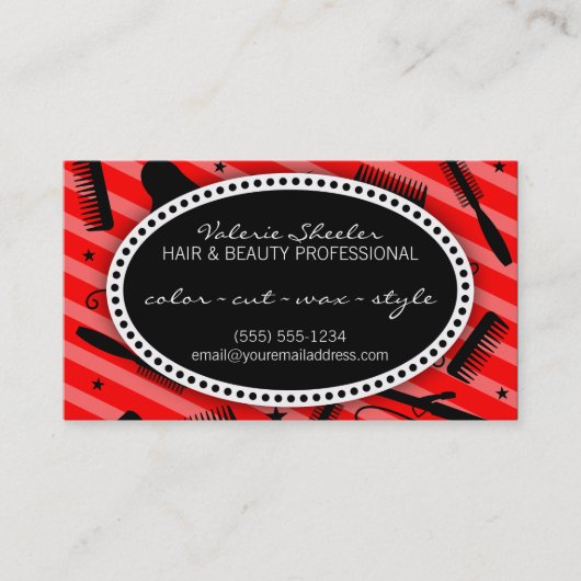 Carte De Réduction Bon rouge classique de cheveux et de beauté (Devant)