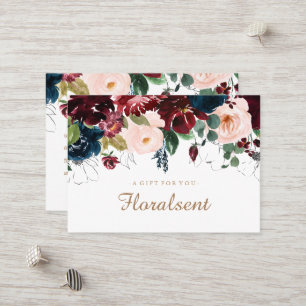 Carte De Réduction Bourgogne, Navy et Pink Floral Certificate