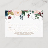 Carte De Réduction Bourgogne, Navy et Pink Floral Certificate (Dos)