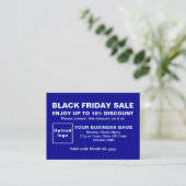 Carte De Réduction Business Black Vendredi Vente sur Blue Discount Ca (Debout devant)