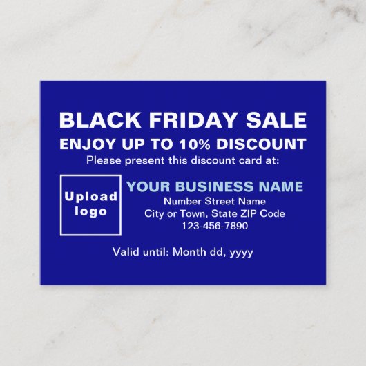 Carte De Réduction Business Black Vendredi Vente sur Blue Discount Ca (Devant)