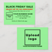 Carte De Réduction Business Black Vendredi Vente sur Light Green (Devant / Derrière)