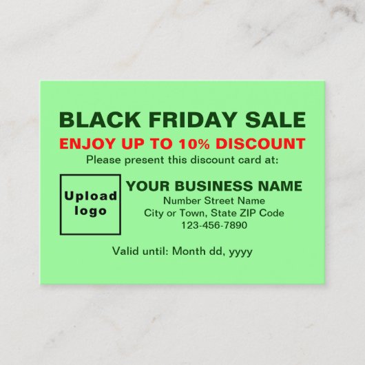 Carte De Réduction Business Black Vendredi Vente sur Light Green (Devant)