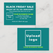 Carte De Réduction Business Black Vendredi Vente sur Turquoise vert (Devant / Derrière)