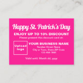 Carte de réduction Business Saint Patrick Pink (Devant)