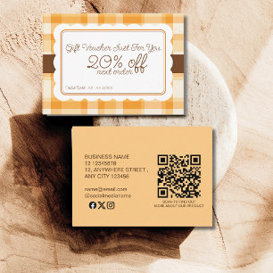 Carte De Réduction Cadeau élégant classique à motif carreaux d'automn