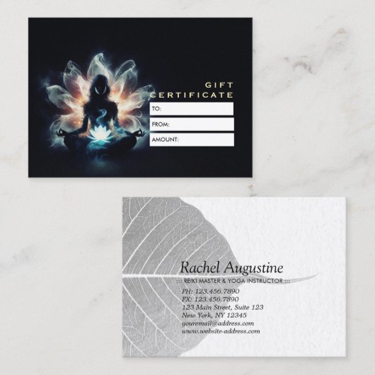 Carte De Réduction Cadeaux de pose de méditation d'instructrice de yo (Devant / Derrière)
