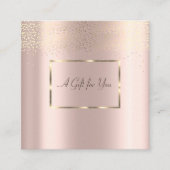 Carte De Réduction Cadre doré élégant, confettis rose gold (Devant)