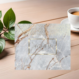 Carte De Réduction Cadre doré élégant, Marbre Confetti
