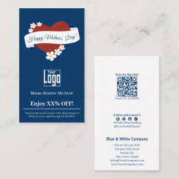 Carte De Réduction Cadre Fleur Promotion Cœur Rouge Fête des Mères