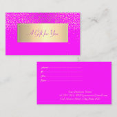 Carte De Réduction Cadre moderne, Confetti Or rose Fluorescent (Devant / Derrière)