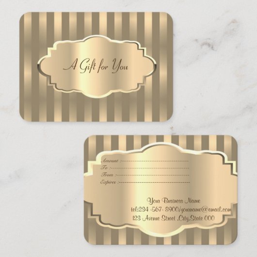 Carte De Réduction Cadre Or Moderne Élégant, Gravé (Devant / Derrière)