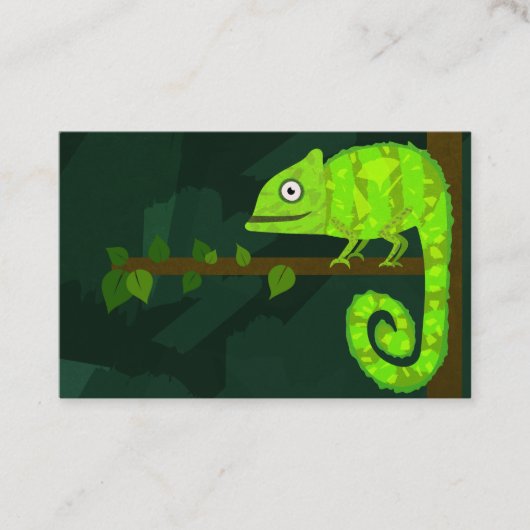 Carte De Réduction Caméléon vert mignon (Devant)