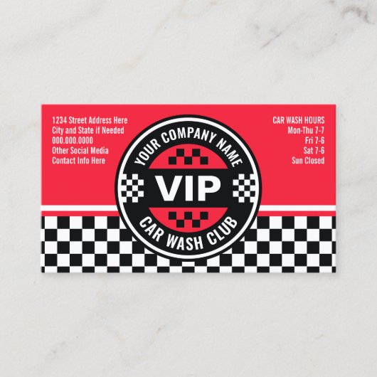 Carte De Réduction Car Wash Club - Racing À damiers Drapeau Rewards (Devant)