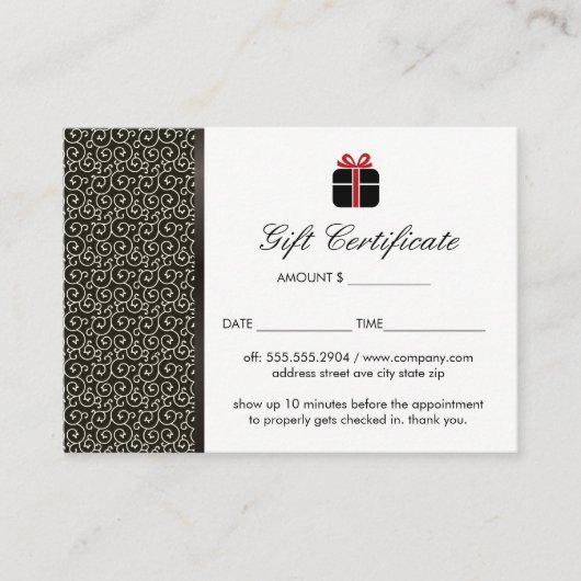 Carte De Réduction Certificat-cadeau (Devant)