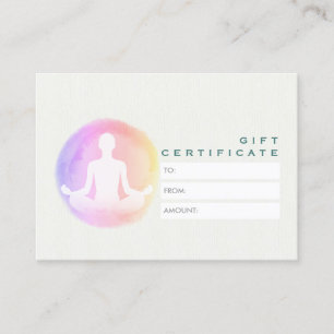 Carte De Réduction Certificat-cadeau de méditation du studio de Yoga 