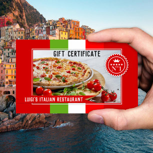 Carte De Réduction Certificat-cadeau du restaurant italien Your Photo
