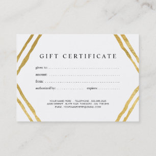 Carte De Réduction Certificat-prime contemporain moderne d'or