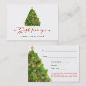 Carte De Réduction Certificat-prime de fête des vacances | d'arbre de (Devant / Derrière)