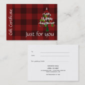 Carte De Réduction Certificat-prime de Joyeux Noël de plaid de (Devant / Derrière)