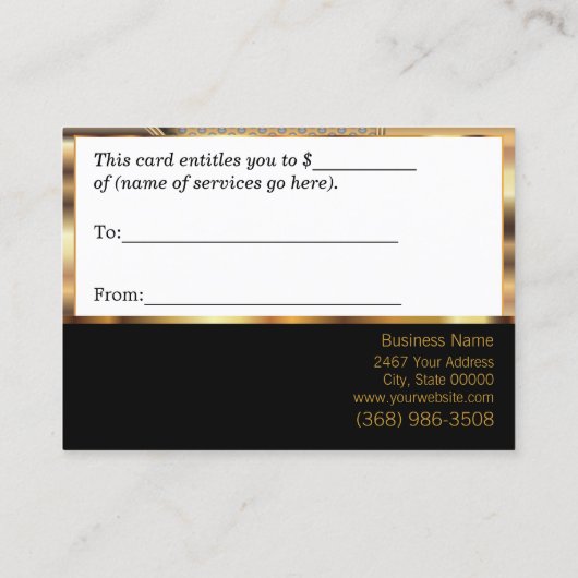 Carte De Réduction Certificat-prime de maille en métal d'or (Dos)