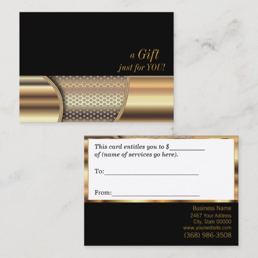 Carte De Réduction Certificat-prime de maille en métal d'or (Devant / Derrière)