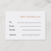 Carte De Réduction Certificat-prime de Noël (Dos)