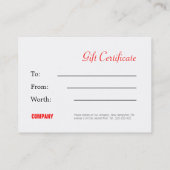 Carte De Réduction Certificat-prime de Noël (Dos)