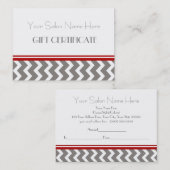 Carte De Réduction Certificat-prime de salon Chevron gris rouge (Devant / Derrière)